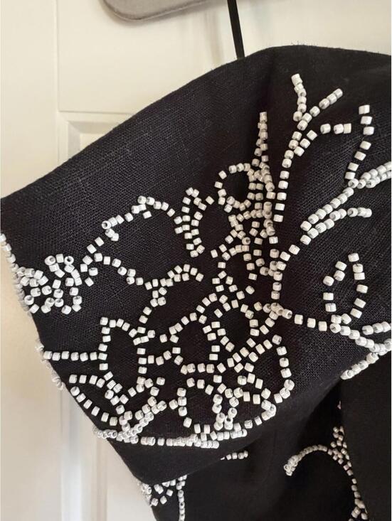 Milly Women’s Beaded Embroidery Top Black Size L $295 - Picture 3 of 7